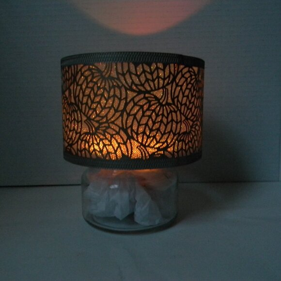 Yankee Candle Chevron Pumpkins Candle Holder and Shade Rose Gold Sparkle EUC - Picture 9 of 9